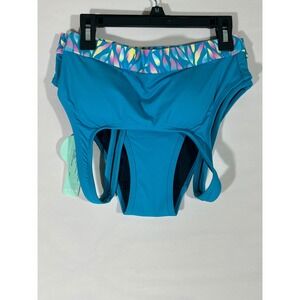 Beautikini High Waisted Bikini Set Abstract Print‎ Women S Teal Blue Vacay Beach